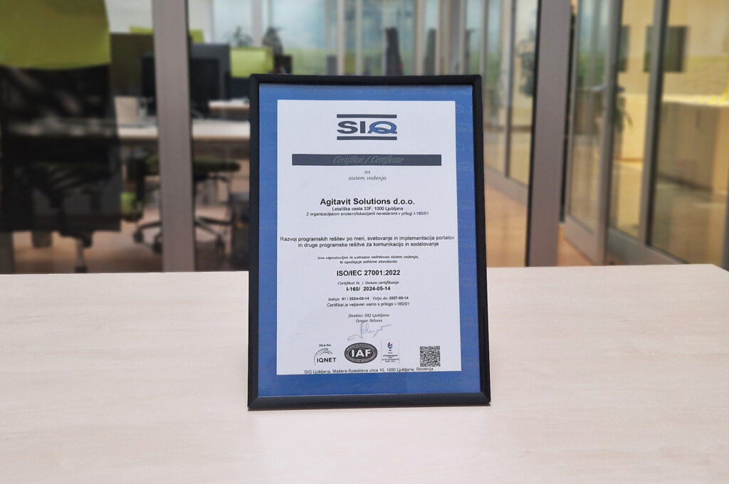 Prejeli smo certifikat informacijske varnosti ISO/IEC 27001:2022